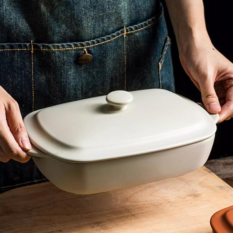 TUSIMI Ceramic Casserole Dish with Lid,33oz Covered Rectangular Baking Dish with Lid,Deep Casserole Cookware Bakeware,Oven Safe and Dishwash Safe - Image 5